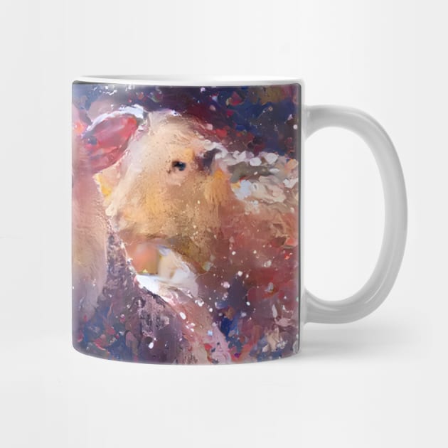Playful Baby Sheep starring Abstract Painting by DSQuality Design